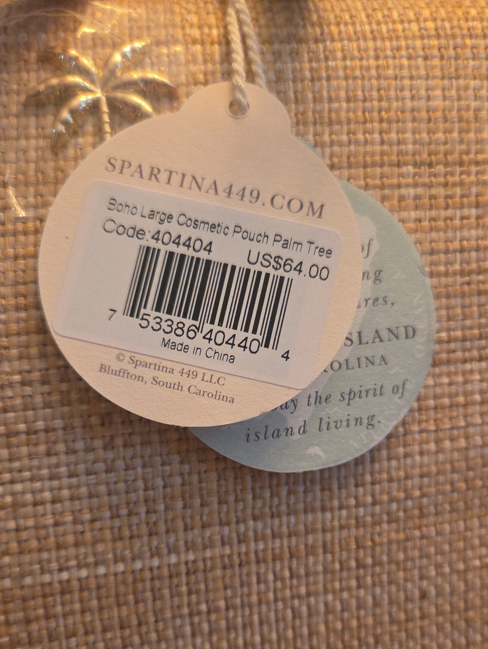 Spartina 449 Boho Large Cosmetic Pouch Palm Tree NEW - Picture 10 of 10
